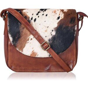 Genuine Leather Tan Wash Crossbody Purse Women Adjustable Strap Zipper Pockets